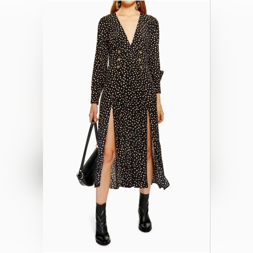 Topshop Printed Button Midi Dress